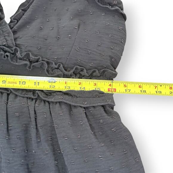 Evolutionary Apparel Black Chiffon Swiss Dot Mini Dress Size L Sleeveless V-Neck - Picture 10 of 11